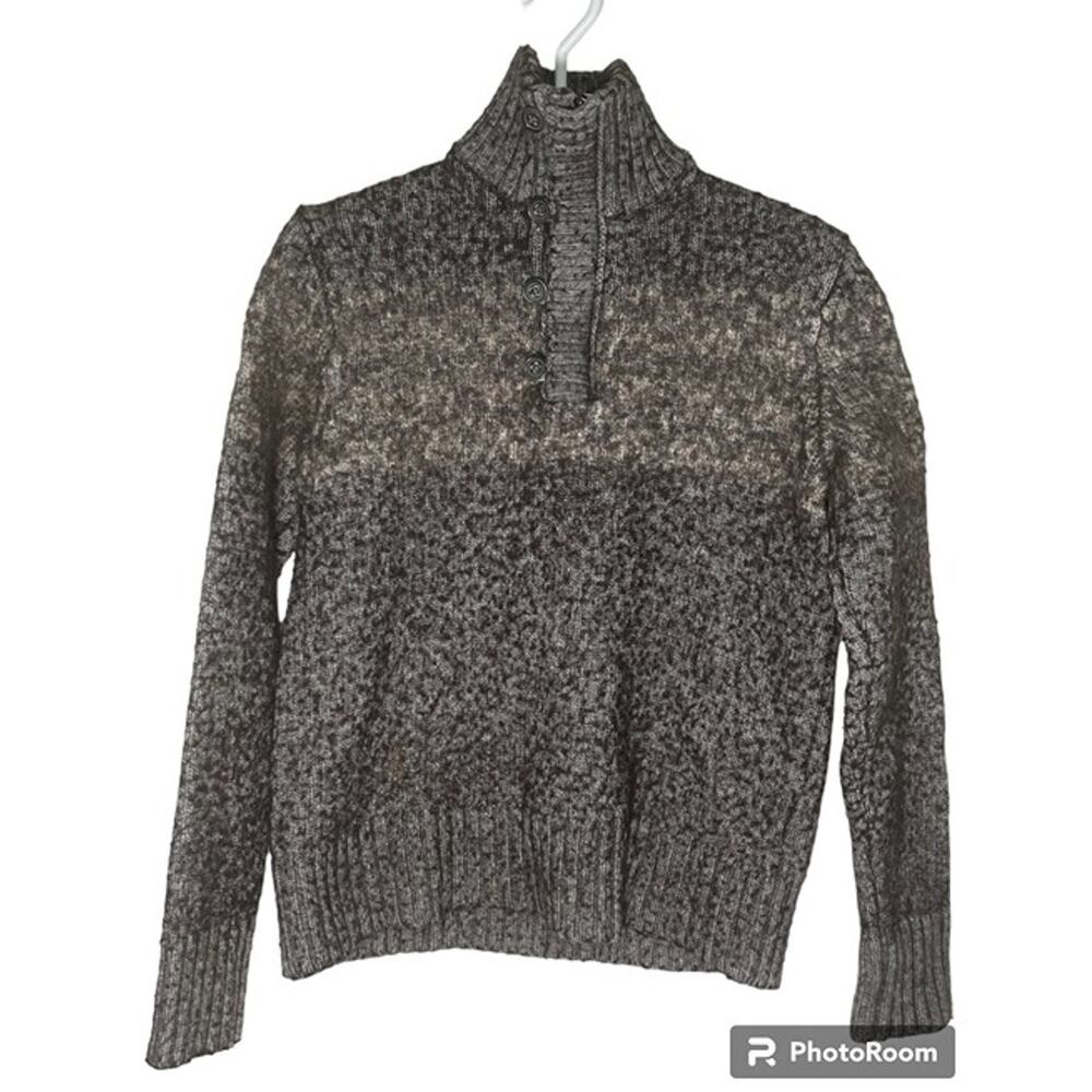 Banana Republic Knit Sweater Gray Mock Neck Quarter Zip Pullover Men Size S USED